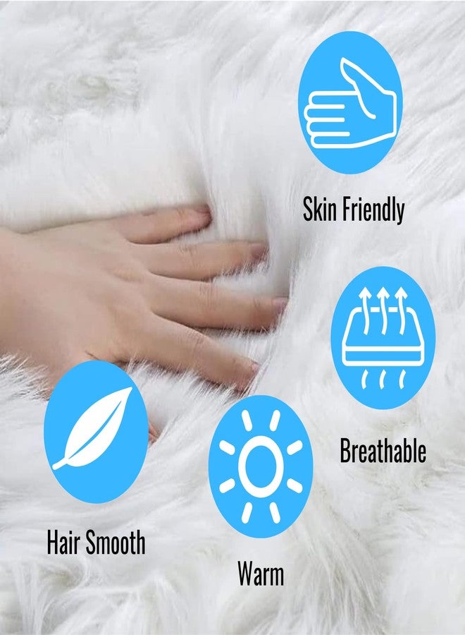NINGDAN 14x10 inches 1pcs Rectangle Faux Fur Plush Cushion, Area Rugs Fluffy Carpet Mini Small Size Fit,for Tabletop Photography,Home Decor,Product Display,Locker Accessories for Girls (White) - Image 2